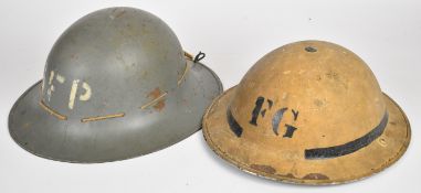 Two British WW2 Home Front helmets comprising Zuckerman stamped MPB 41 and with 'Chief Officer