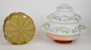 Art Deco glass light shade and a plaffonier shaped as a Christmas tree, 25cm in diameter.