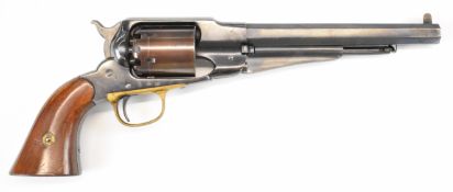 Navy Arms .44 six shot single action percussion revolver with brass trigger guard, wooden grips
