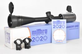 Milbro 2020 Optic Series 5-20x44 A0IR UHD rifle scope, in original box with instructions and