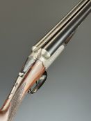 Westley Richards 12 bore side by side ejector shotgun with named and engraved locks, engraved