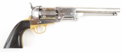 Italian .36 six-shot single-action percussion revolver with brass trigger guard, wooden grips and