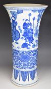 19th / 20thC Chinese blue and white vase of flared form and with figural decoration, H44cm