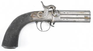 Thomas Woodward of London double barrelled over and under percussion hammer action belt pistol