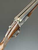 AYA Yeoman 12 bore side by side ejector shotgun with named and engraved locks, engraved underside