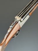 Gunmark Kestrel 12 bore side by side shotgun with named and engraved locks, engraved underside,