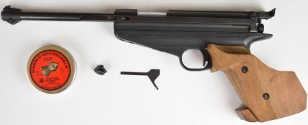 Feinwerkbau Model 65 .177 target air pistol with adjustable wooden grip, trigger and sights,