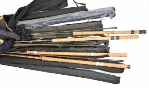 Ten coarse / carp fishing rods including three Hardy examples, two Richard Walker carp and '
