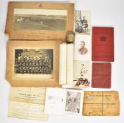 Gloucestershire Regiment interest photographs and documents including attestation for Cecil