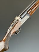 AYA Yeoman 12 bore over and under ejector shotgun with named and locks, and underside, chequered
