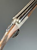 W Darlow of Bedford 12 bore side by side ejector shotgun with border engraved locks, underside,