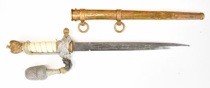 German WW2 Nazi Third Reich Kriegsmarine dagger with fouled anchor motif to cross guard, Eickhorn