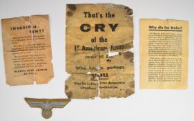 German WW2 Nazi Third Reich propaganda leaflets comprising 'Invasion Why', Why Die For Stalin'
