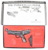 Webley Typhoon .177 target air pistol with shaped and chequered Bakelite grips and adjustable