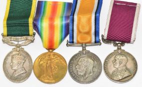 Three British Army WW1 medals comprising War Medal, Victory Medal and Long Service & Good Conduct