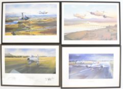 Four Gloster aeroplane interest prints comprising Roy Layzell signed limited edition 'Herald of