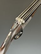 John Dickson & Son 12 bore side by side shotgun with named and engraved locks, engraved underside,