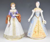 Two Sitzendorf figurines Catherine de Medici Femme de Henri II and Elizabeth d'Autriche Femme de
