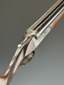 Laurona 12 bore side by side shotgun with engraved locks, underside, trigger guard, thumb lever