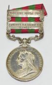 India Medal with clasps for Punjab Frontier 1897-98 and Tirah 1897-98 named to 1969 Pte F Funnell,