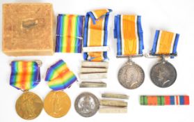 Two British Army brothers' WW1 medal pairs comprising War Medal and Victory Medal named to 30927 Pte
