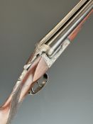 Crucelegui Hermanos 12 bore side by side shotgun with engraved shooting scenes featuring dogs and