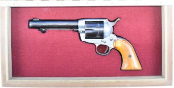 H Schmidt Ace Montana .22 six shot single action blank firing percussion revolver with nickel plated