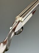 WW Greener Empire E17 12 bore side by side shotgun with named and line engraved locks, line engraved