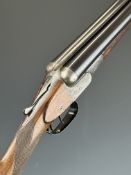 WW Greener F20 12 bore side by side shotgun with named and engraved locks, engraved underside,