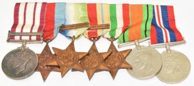 Royal Navy WW2 medal group of seven comprising Naval General Service Medal with clasp for