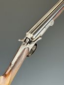 Belgian .410 side by side hammer action folding poacher's shotgun with chequered grip and forend,