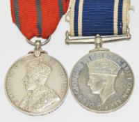 Metropolitan Police 1911 Coronation Medal named to PC R Cork together with a Police Long Service