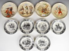 French Army interest six 'La Vie Militaire' black and white cavalry plates, diameter 19cm and