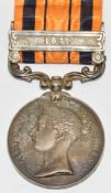 South Africa Medal with clasp for 1879 renamed to Lieut W H Vernon, Baker's Horse