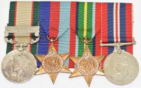 India General Service Medal 1938 with clasp for North West Frontier 1937-1939, 1939-45 Star, Pacific