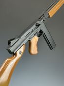 Denix replica American M1 Thompson sub machine gun with rotary drum magazine, wooden stock, pistol