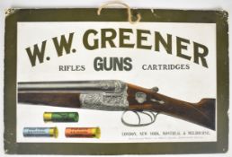 W W Greener shop or advertising display card 'W.W. Greener Rifles Guns Cartridges London, New