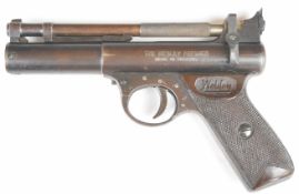 Webley Premier .22 air pistol with named and chequered Bakelite grips and adjustable sights,