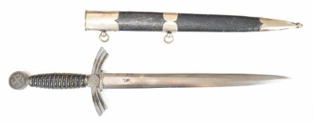German WW2 Nazi Third Reich Luftwaffe dagger, late first pattern, with wire bound leather covered