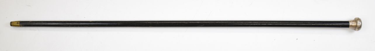 British Army officer's hallmarked silver topped walking out stick / cane, length 91cm