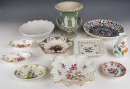 Continental and English ceramics including Herend, Dresden, Makkum, Wedgwood urn, Copenhagen and a