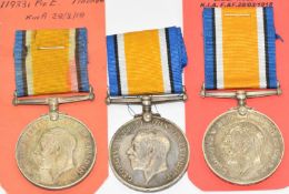 Three British Army WW1 Casualty of War Medals named to119331 Pte E McAdam Machine Gun Corps, 83856