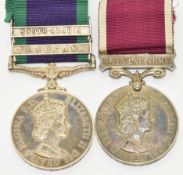 British Army medal pair comprising General Service Medal with clasps for Rafan and South Arabia