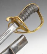 Possible Police sword with leather covered and wire bound grip and stamped Whites London to 72cm