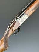 Laurona Classic 12 bore over and under ejector shotgun with engraved lock and thumb lever, chequered
