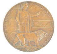 WW1 Memorial Plaque or Death Penny for Frederick Lewis Rowlands