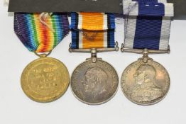 Royal Navy WW1 Medal pair and Long Service & Good Conduct Medal named to 343038 A W Tew, HMS Orion