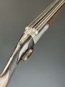 Charles Lancaster 20 bore side by side shotgun with named and engraved locks, engraved underside,