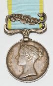 Crimea Medal with clasp for Sebastopol named to 2397 J Hill, 71st HLI