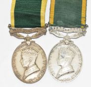 Two George VI Territorial Force Efficiency Medals named to 5621092 Gnr W W Efford, Royal Artillery